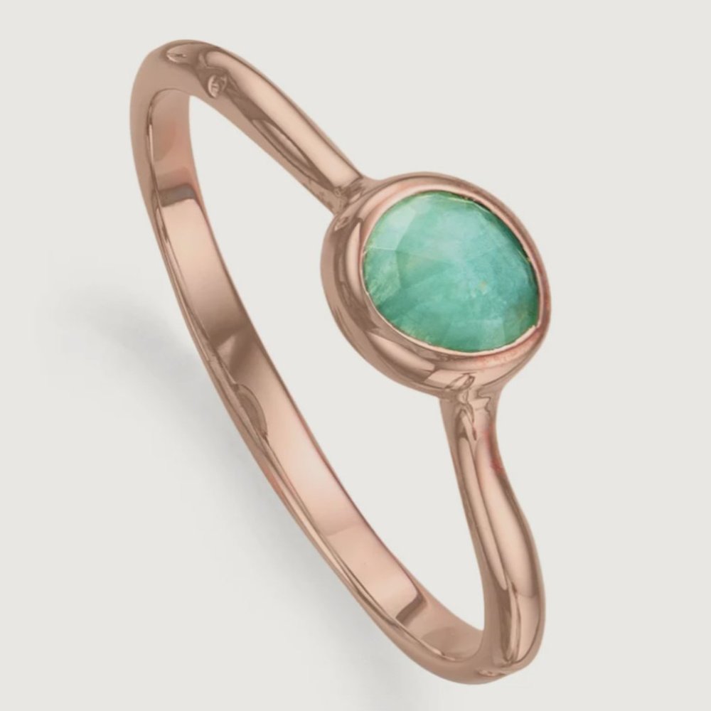 MONICA VINADER Rose Gold Ring with Green Gemstone